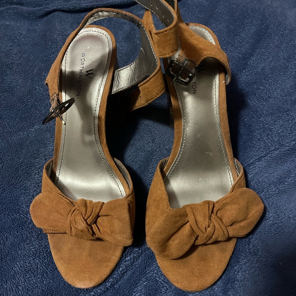 Worthington Brown suede chunky heels